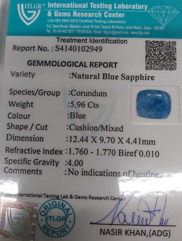 Blue Sapphire - 5.96 Carat