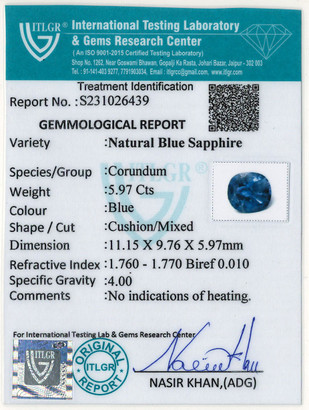 Blue Sapphire - 5.97 Carat