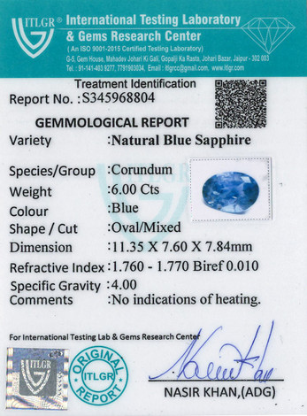 Blue Sapphire - 6 Carat