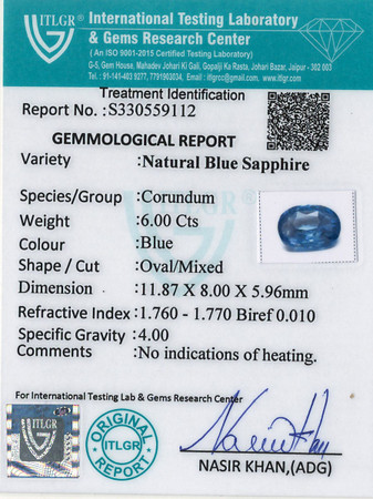 Blue Sapphire - 6 Carat