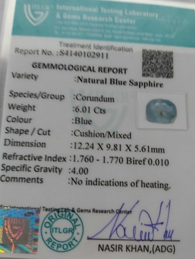 Blue Sapphire - 6.01 Carat