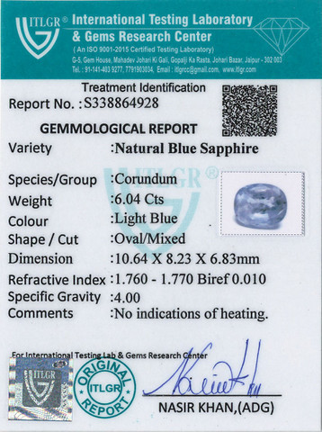 Blue Sapphire - 6.04 Carat