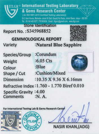 Blue Sapphire - 6.05 Carat