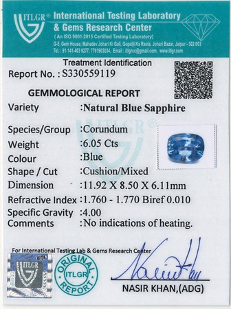 Blue Sapphire - 6.05 Carat