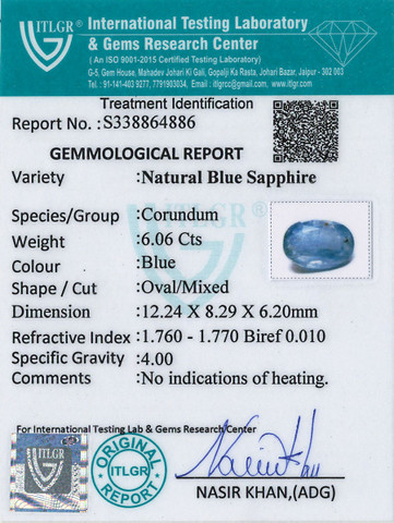 Blue Sapphire - 6.06 Carat