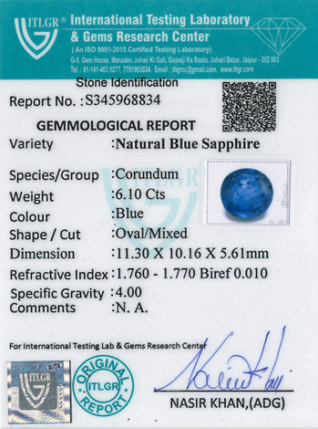 Blue Sapphire - 6.1 Carat
