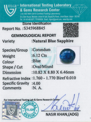 Blue Sapphire - 6.12 Carat
