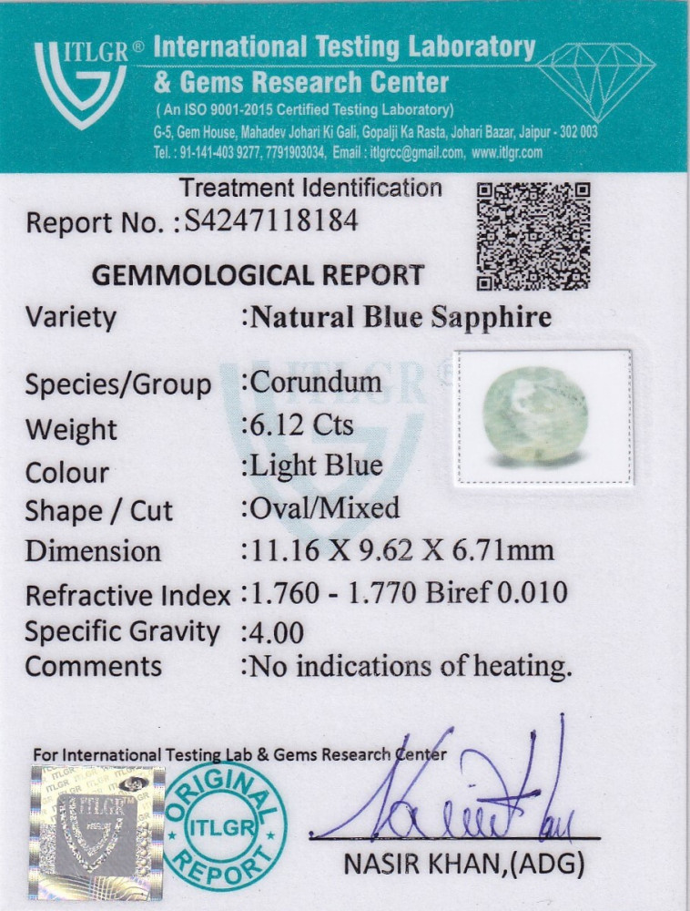 Blue Sapphire - 6.12 Carat