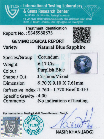 Blue Sapphire - 6.17 Carat