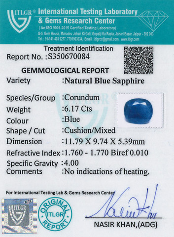 Blue Sapphire - 6.17 Carat