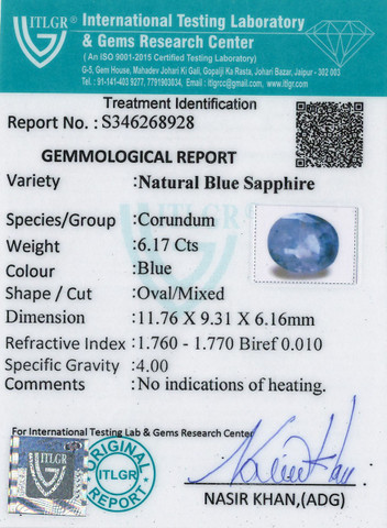 Blue Sapphire - 6.17 Carat