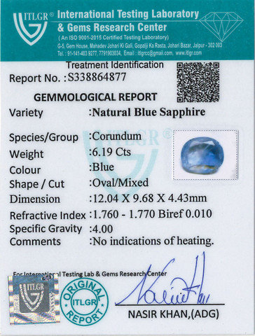 Blue Sapphire - 6.19 Carat