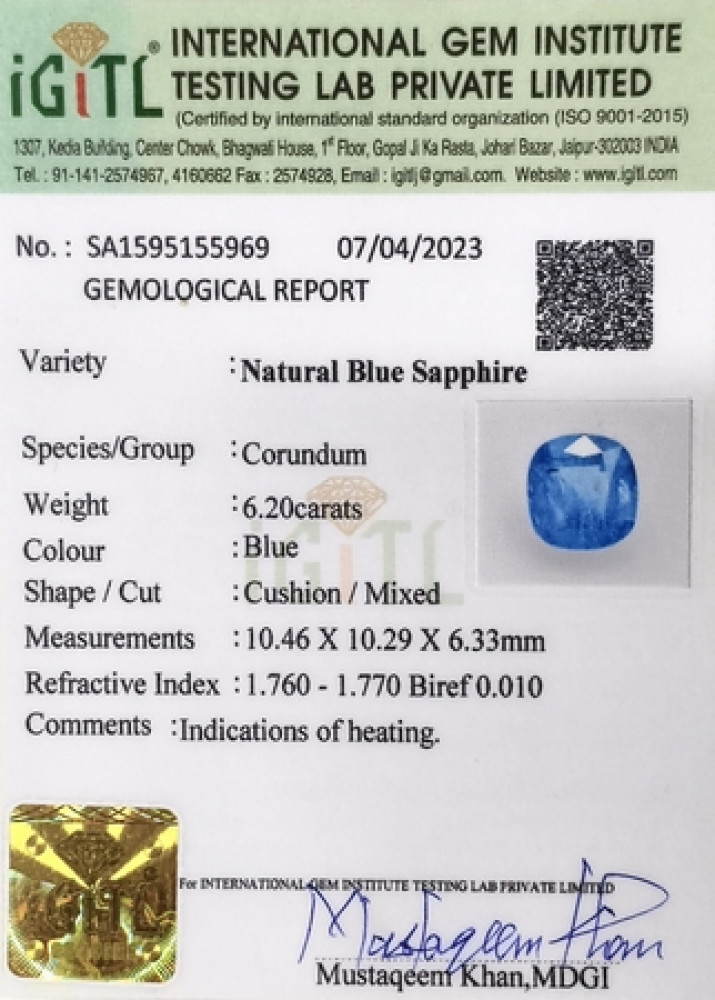 Blue Sapphire - 6.2 Carat