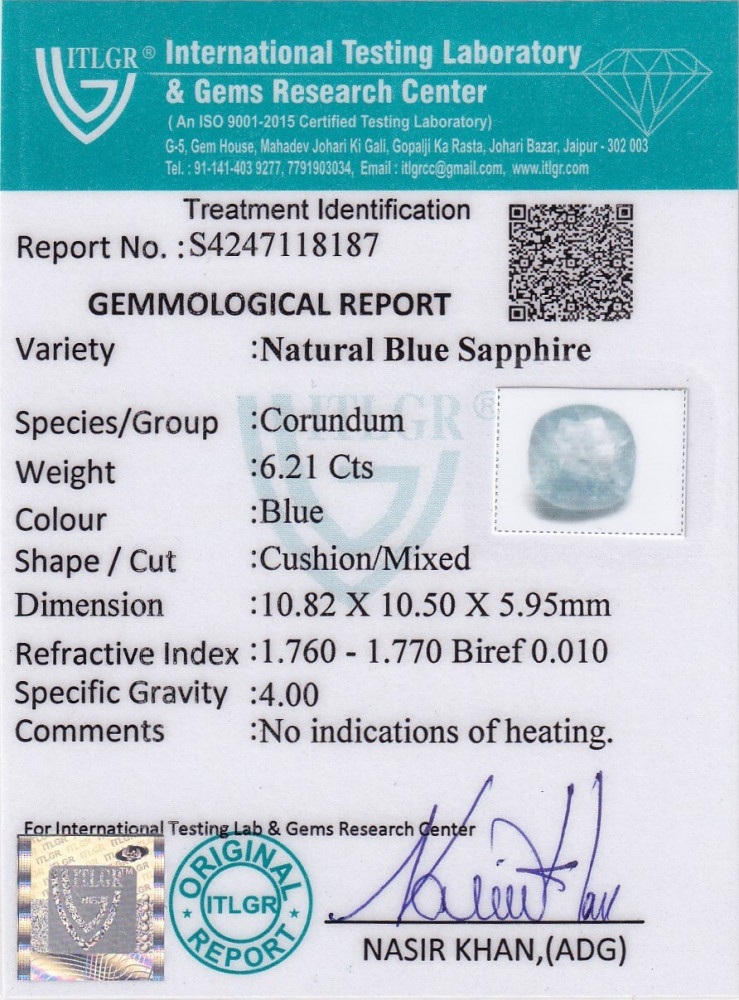 Blue Sapphire - 6.21 Carat