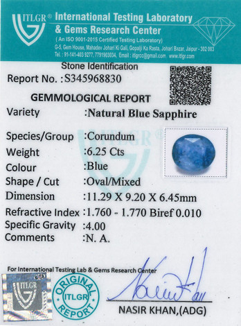 Blue Sapphire - 6.25 Carat