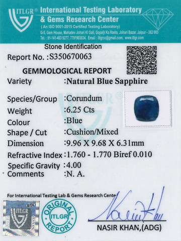 Blue Sapphire - 6.25 Carat