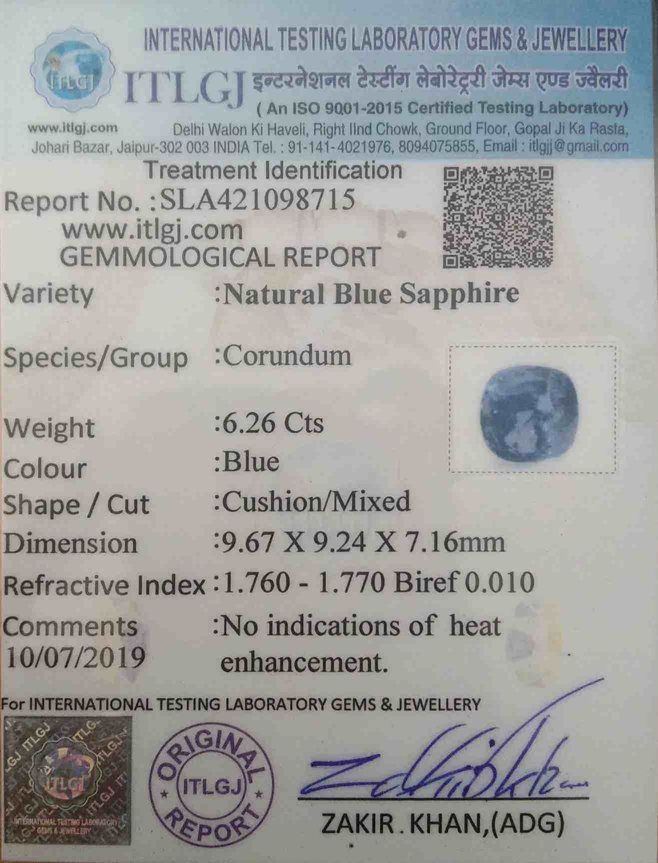 Blue Sapphire - 6.26 Carat