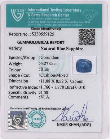 Blue Sapphire - 6.27 Carat