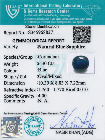 Blue Sapphire - 6.3 Carat