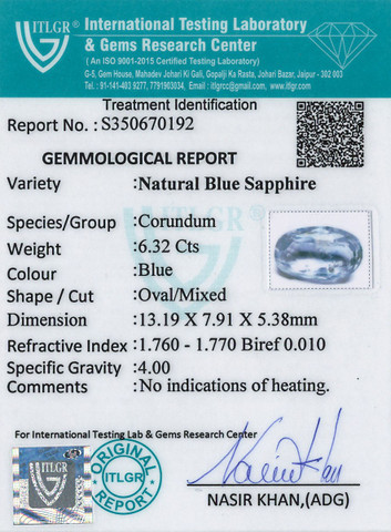 Blue Sapphire - 6.32 Carat