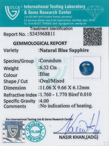 Blue Sapphire - 6.32 Carat