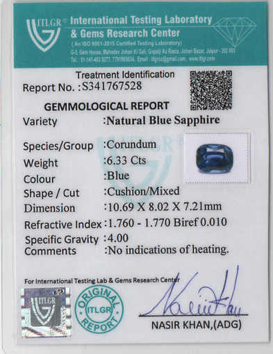 Blue Sapphire - 6.33 Carat