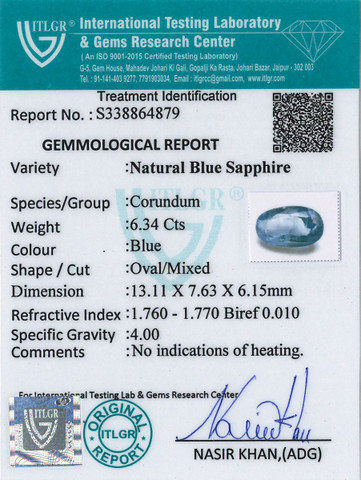 Blue Sapphire - 6.34 Carat