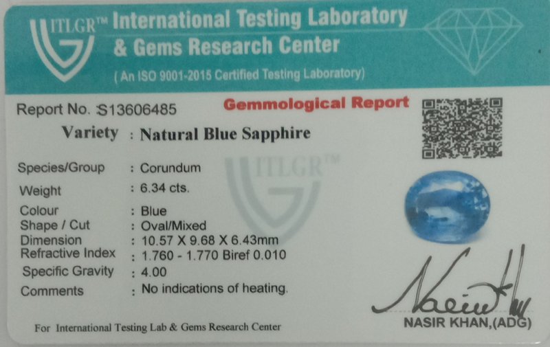 Blue Sapphire - 6.34 Carat