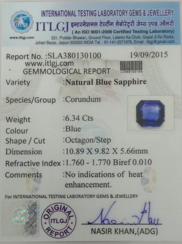 Blue Sapphire - 6.28 Carat