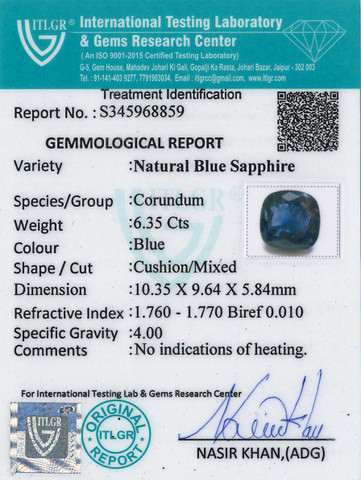 Blue Sapphire - 6.35 Carat