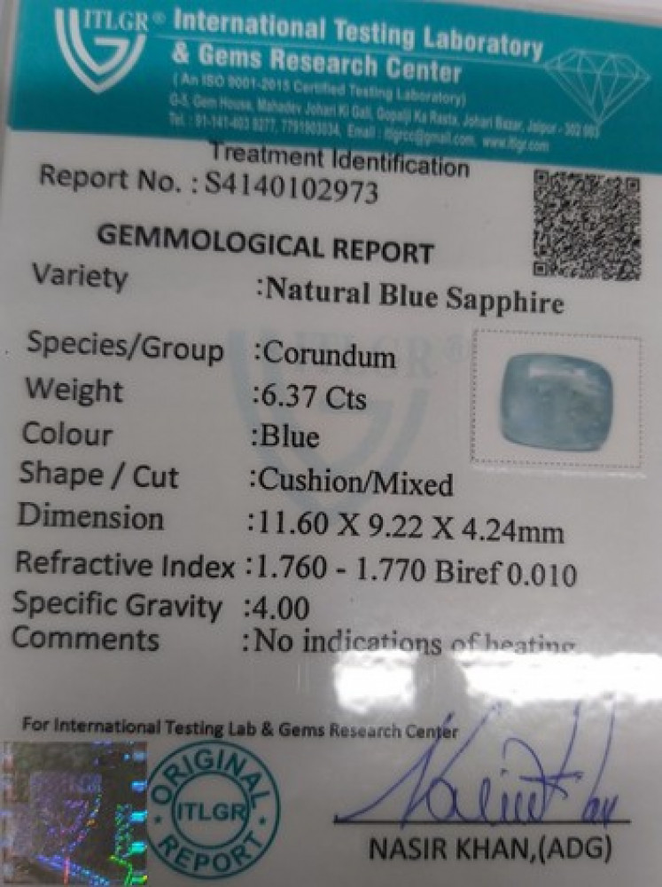Blue Sapphire - 6.37 Carat