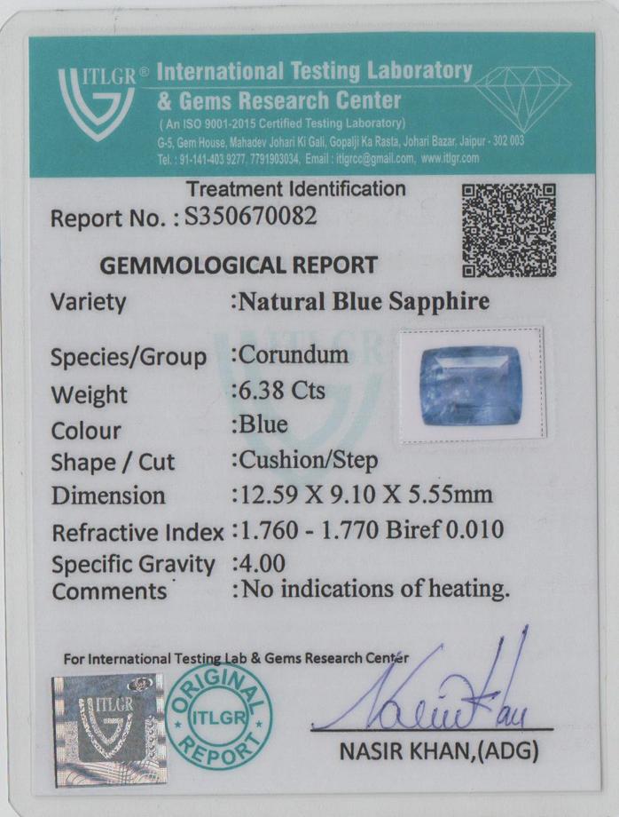 Blue Sapphire - 6.38 Carat