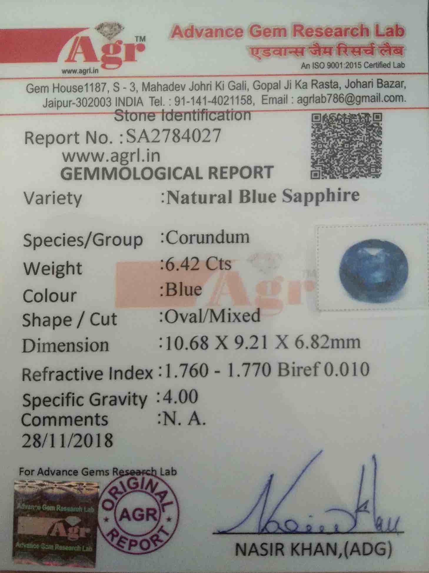 Blue Sapphire - 6.42 Carat