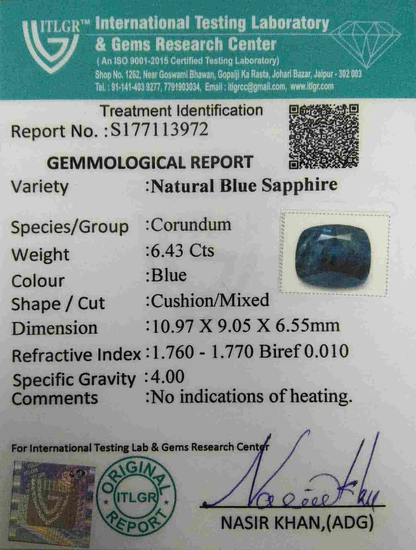 Blue Sapphire - 6.43 Carat