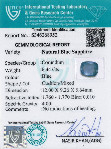 Blue Sapphire - 6.44 Carat