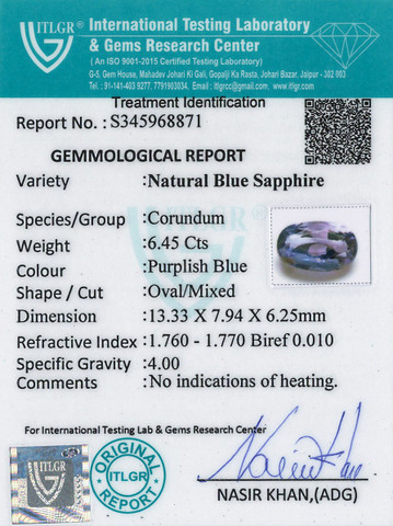 Blue Sapphire - 6.45 Carat