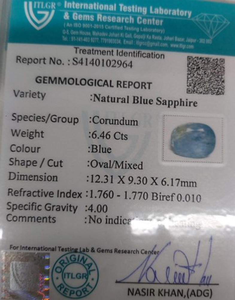 Blue Sapphire - 6.46 Carat