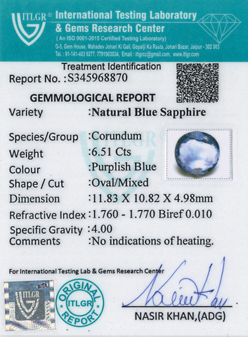 Blue Sapphire - 6.51 Carat