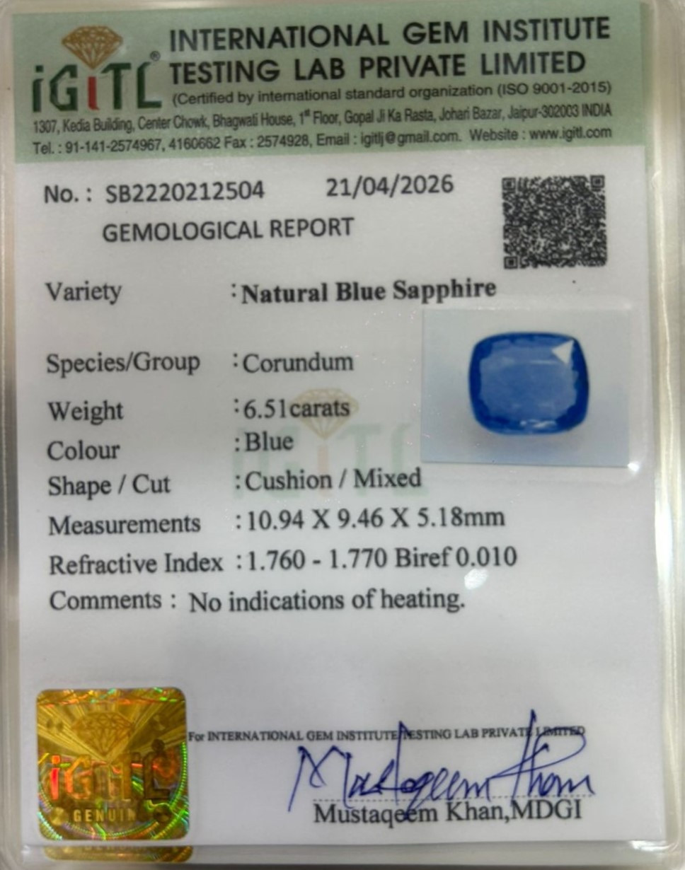 Blue Sapphire - 6.51 Carat