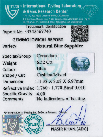Blue Sapphire - 6.52 Carat