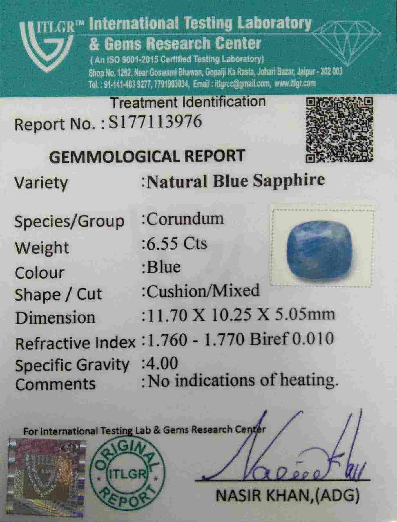 Blue Sapphire - 6.55 Carat