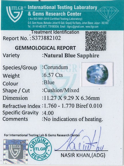 Blue Sapphire - 6.57 Carat