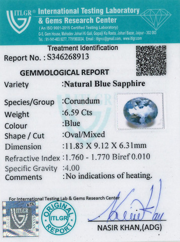 Blue Sapphire - 6.59 Carat