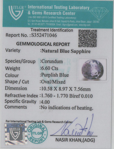 Blue Sapphire - 6.6 Carat