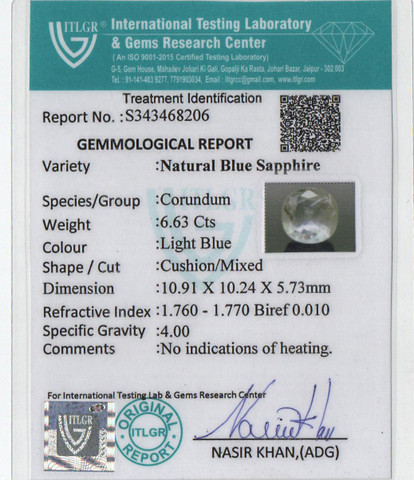Blue Sapphire - 6.63 Carat