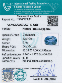 Blue Sapphire - 6.65 Carat