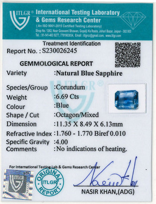 Blue Sapphire - 6.69 Carat