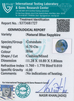 Blue Sapphire - 6.7 Carat