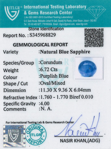 Blue Sapphire - 6.72 Carat