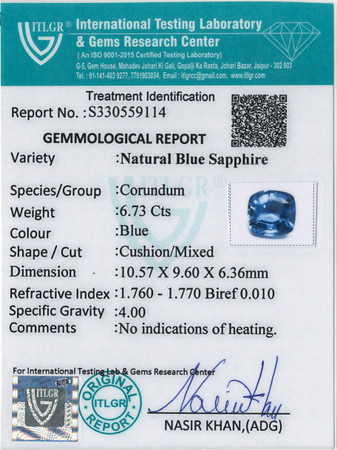 Blue Sapphire - 6.73 Carat